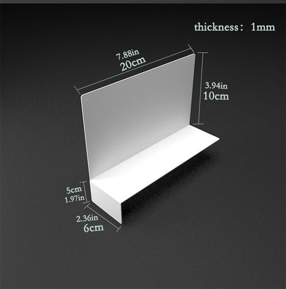Shelf divider Size :Length 20cm,Height 10cm,Width 6cm,Label part:5CM,Thickness:1mm
