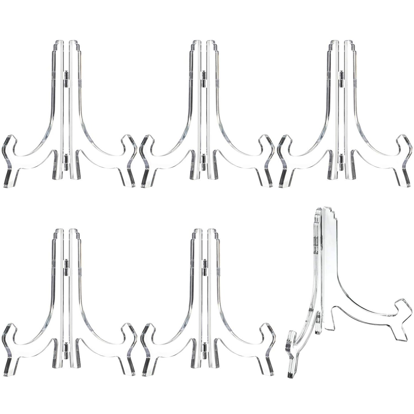 Acrylic Easel Clear Stand 6 Pack 7 Inch， Picture Frames, Books, Photos, or Signs – Transparent Plate Display Stand for Home & Office Decor