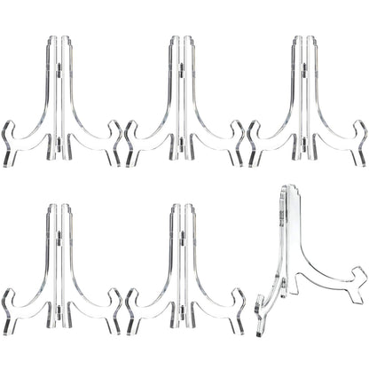 Acrylic Easel Clear Stand 6 Pack 7 Inch， Picture Frames, Books, Photos, or Signs – Transparent Plate Display Stand for Home & Office Decor