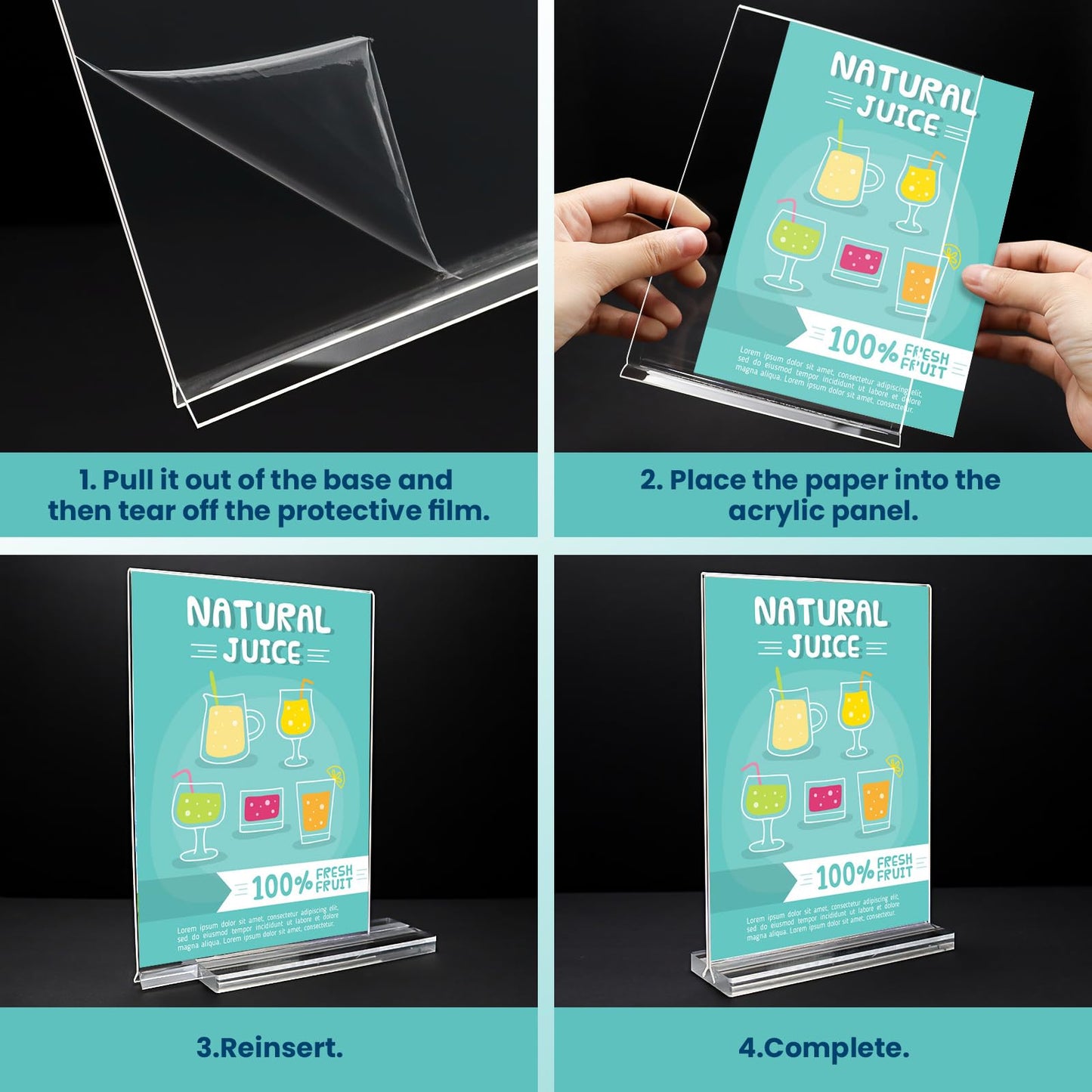 Acrylic Sign Holder, 5x7”, 15 Pack Double Sided Vertical Clear Vertical Table Menu Display,for Restaurants, Office, Store, Fair，Trade Shows