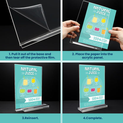 Acrylic Sign Holder, 5x7”, 15 Pack Double Sided Vertical Clear Vertical Table Menu Display,for Restaurants, Office, Store, Fair，Trade Shows