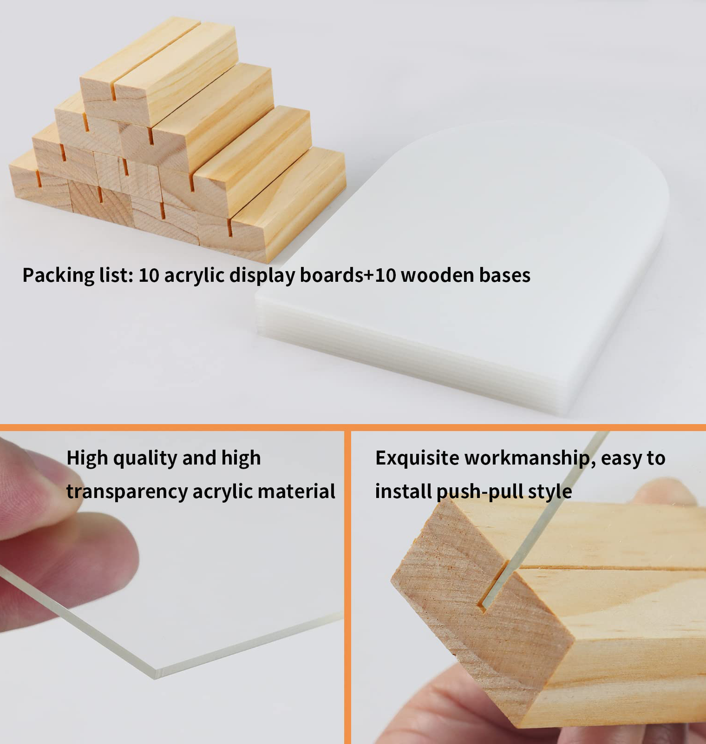 Acrylic Sign 10 Pack 5x7 Inch Blank Clear Arch with Wooden Stands, Arched Round Top Acrylic Sheet, DIY Acrylic Arch Table Numbers，DIY Table Numbers，DIY Name Card Gifts Event Party Sign Decoration