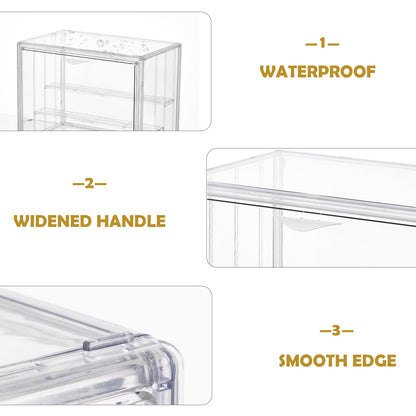 Acrylic Display Case for Collectibles 3 Layer 2Pcs Adjustable Figure Display Case with Magnetic Door Clear Stackable Display Box for Figures Showcase，Ideal for Blind Box Figures & Model Collectibles
