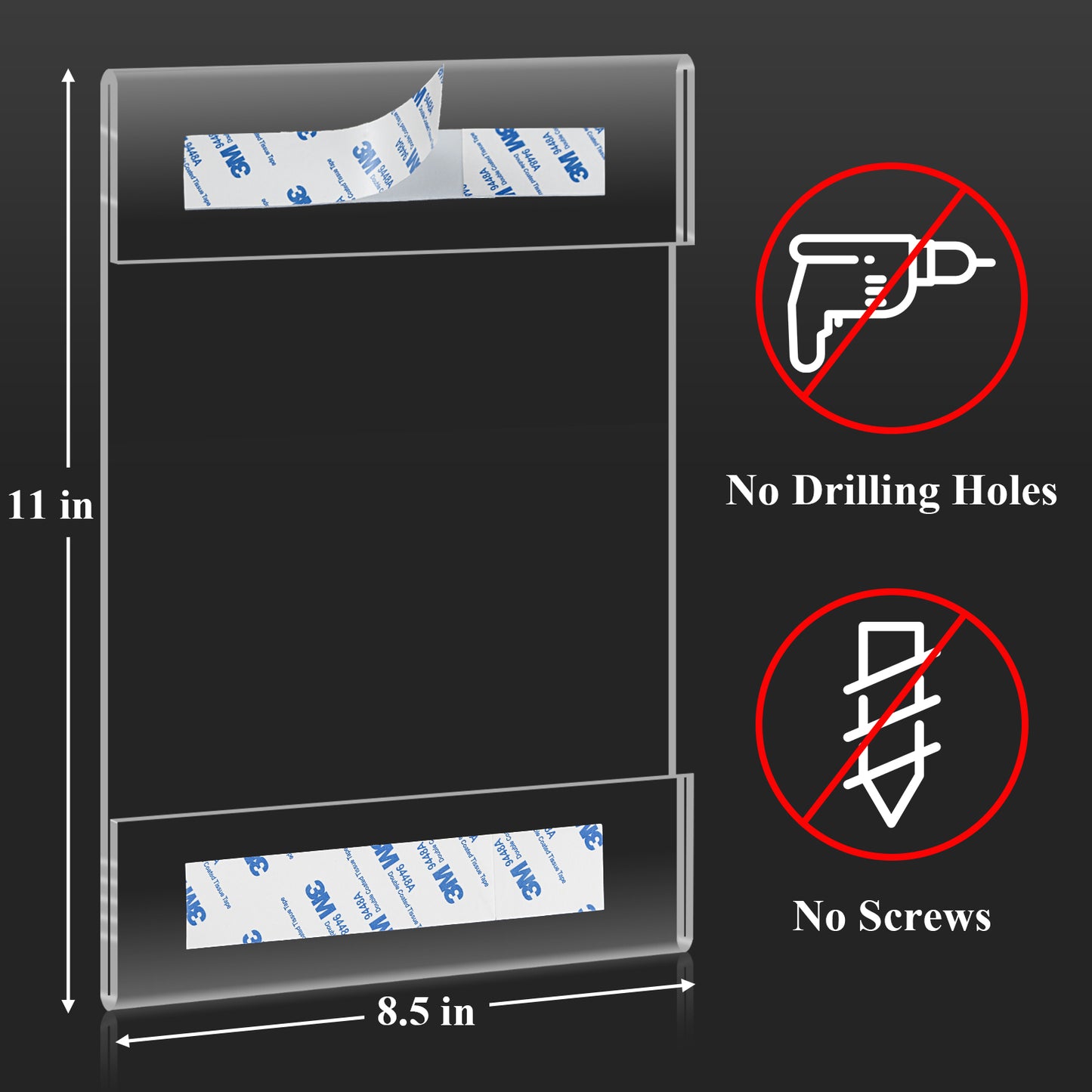 Acrylic Sign Holder 8.5 x 11 Wall Sign Holders  6 Pack