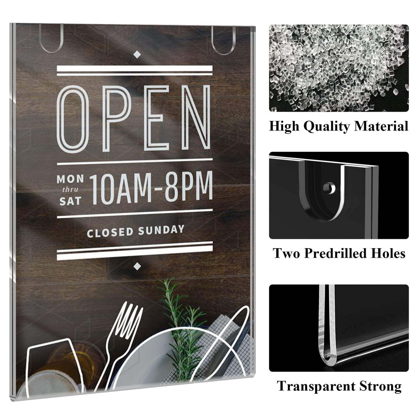 Acrylic Wall Sign Holder 8.5x11 6 Pack, Clear Plastic Picture Frame, Wall Mounted Design, Support No Drilling(Provide 3M Tape and Screws)