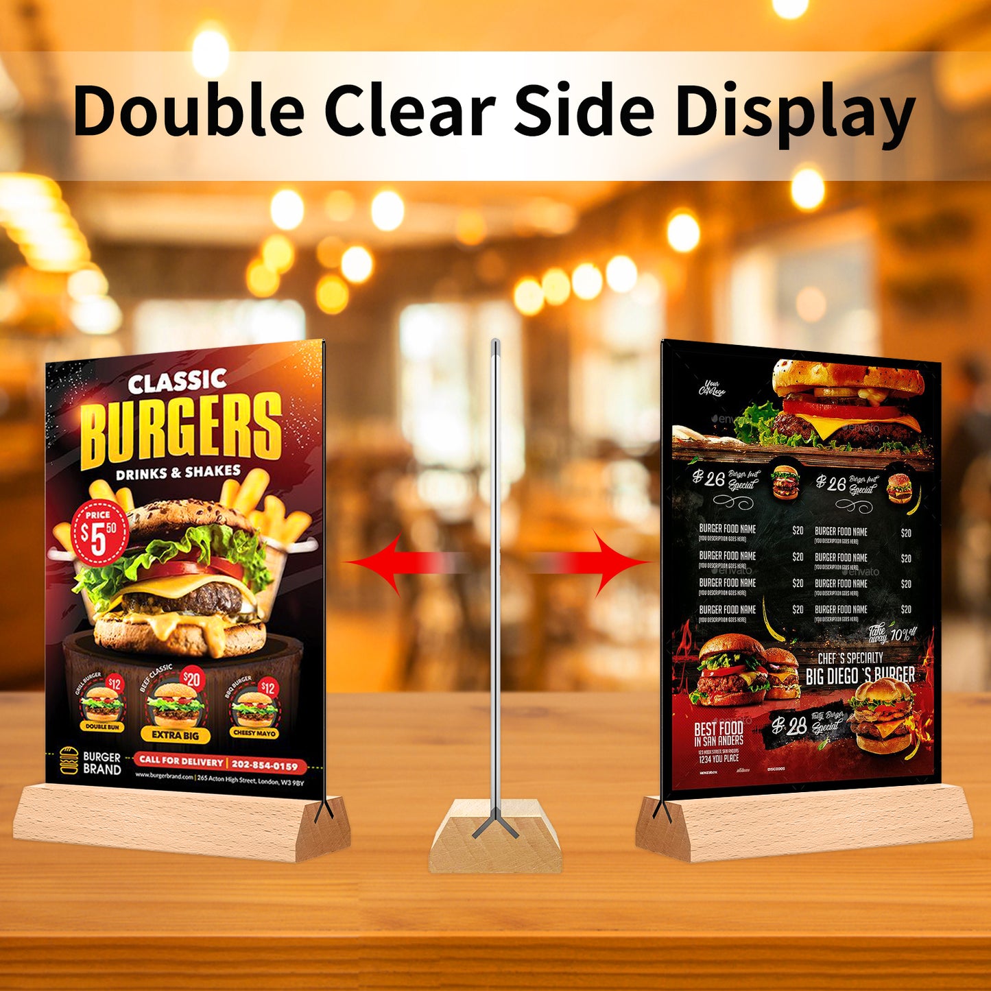Acrylic Sign Holder 4 x 6 Vertical Wooden Sign Holder 6 Pack Plastic Display Stand