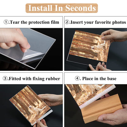 Acrylic Sign Holder 5 x 7 Wooden L Shape Sign Holder Plastic Display Stand Paper Holder for Office Store